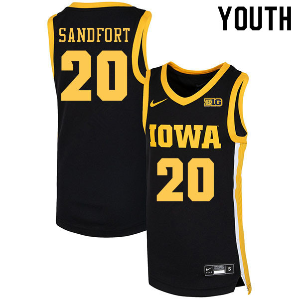 Youth #20 Payton Sandfort Iowa Hawkeyes College Basketball Jerseys Sale-Black - Click Image to Close